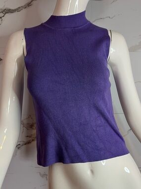 Stradivarius Sleeveless Purple Mock Neck Ribbed Tank Top Size M
